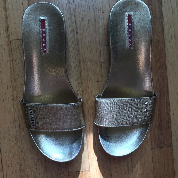 GOLD PRADA SLIDES - Picture 3 of 7